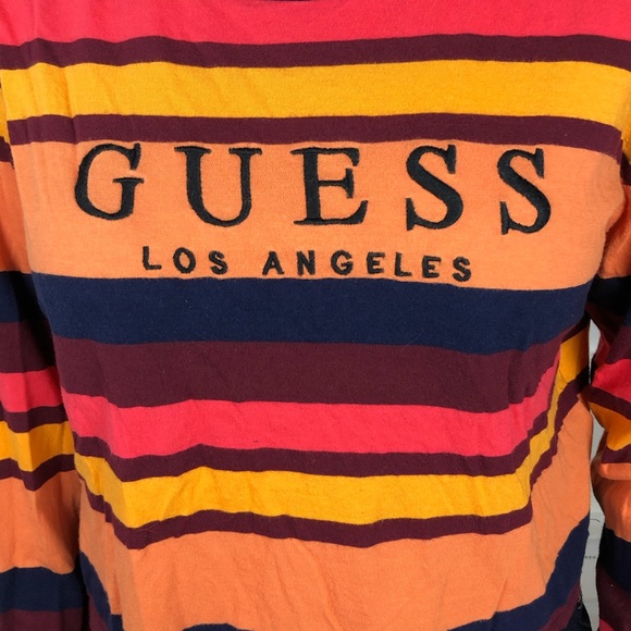 Guess Striped Long Sleeve Crop Top - Picture 3 of 4
